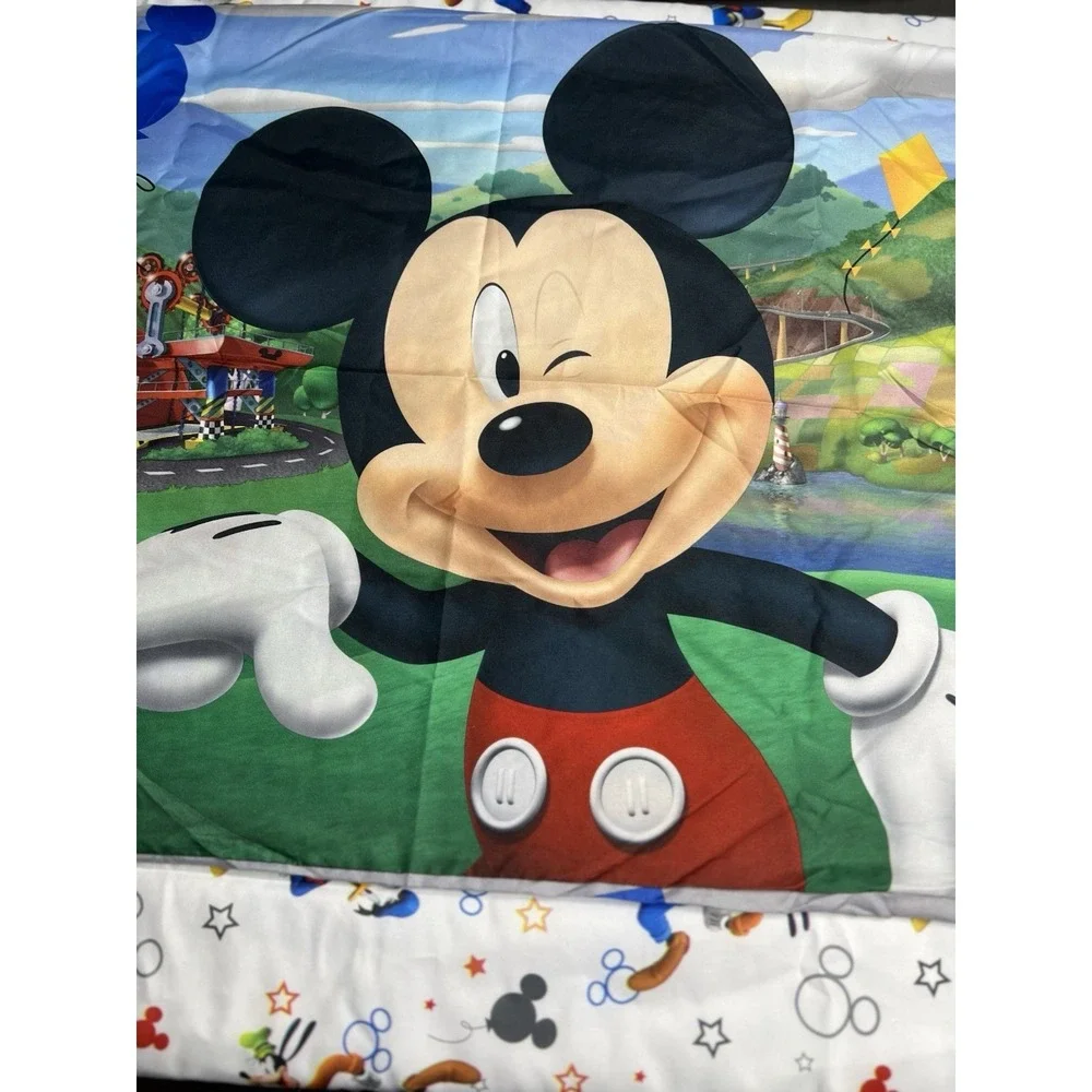 Disney Mickey Mouse Toddler Sheet Set Fitted Flat Sheet Pillowcase 3 Pc EUC